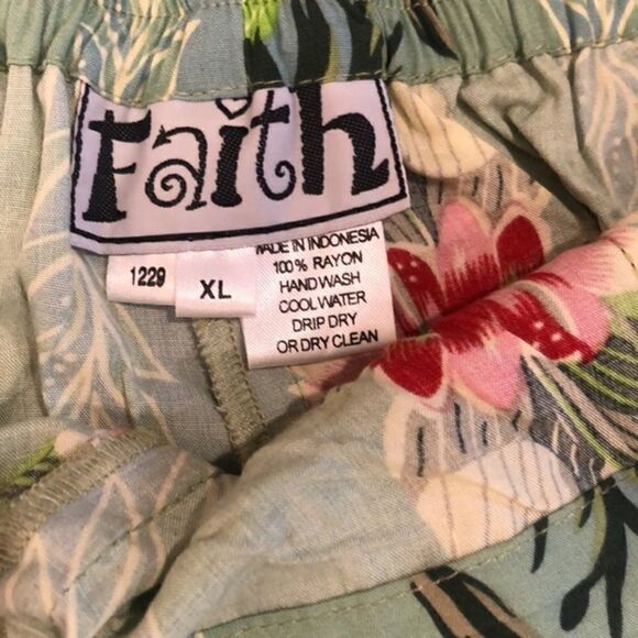 VNT 90’s tropical rayon capri palazzo beaded flowing lightweight summer pants - Picture 3 of 11